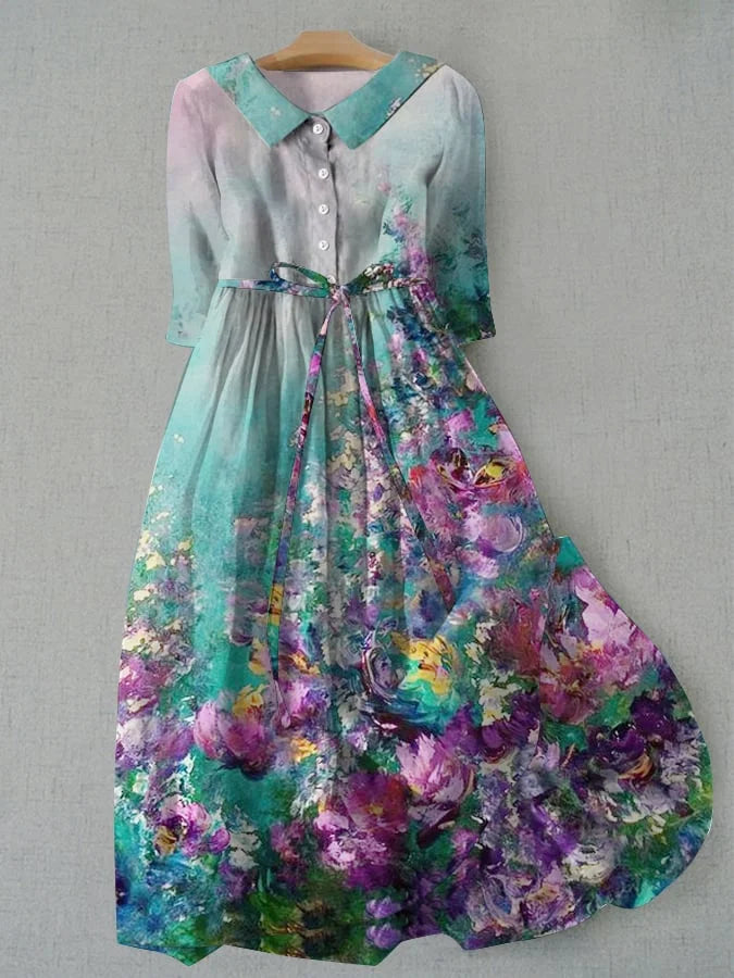 Tessa | Women's Dress with Lace Band in Floral Pattern