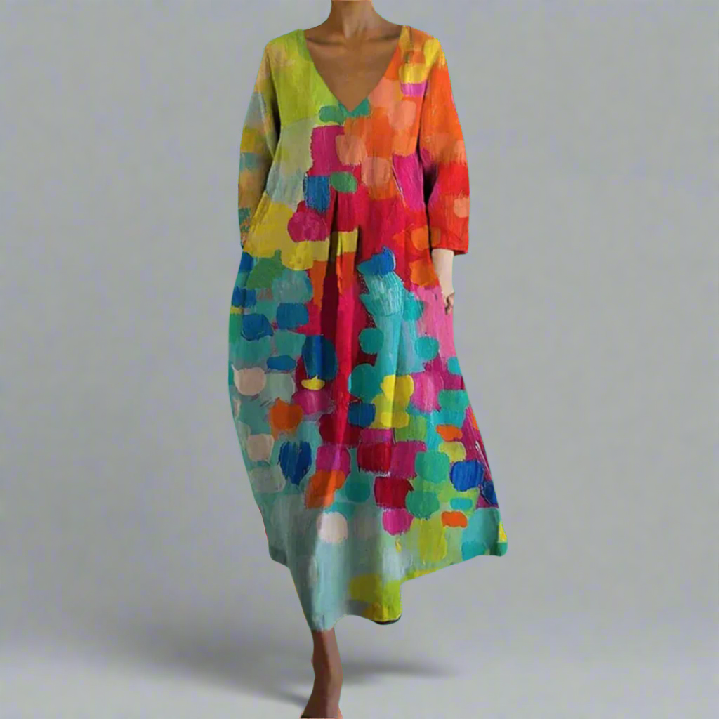 Lumi | Elegant Abstract Floral Print Maxi Dress