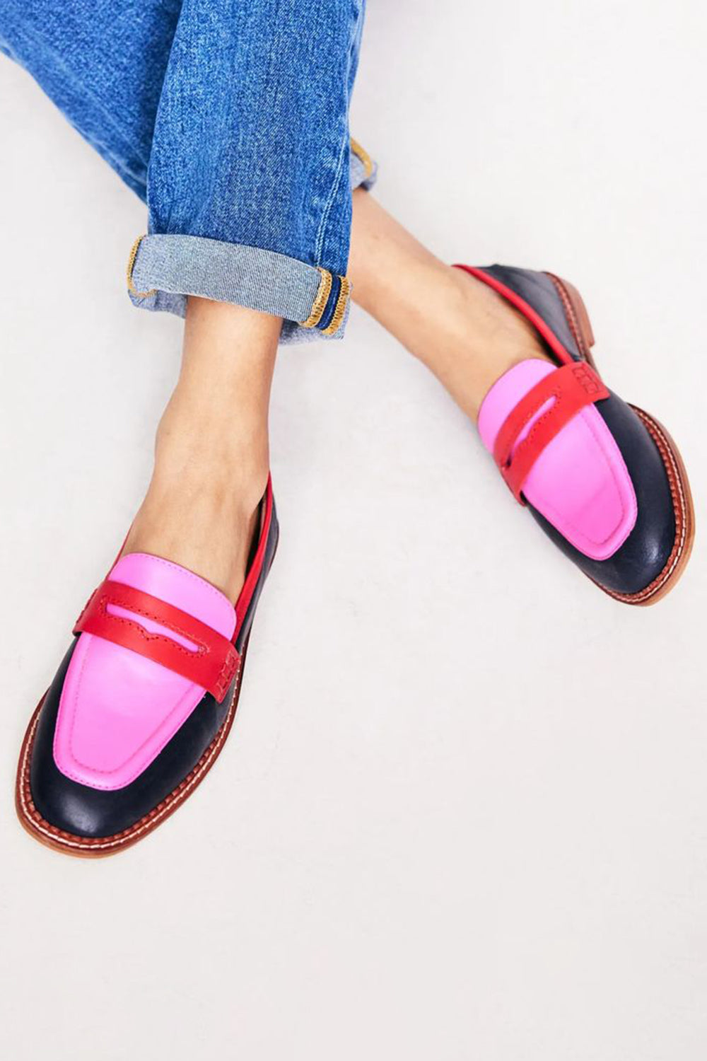 Frankie | Black loafers with colored accent