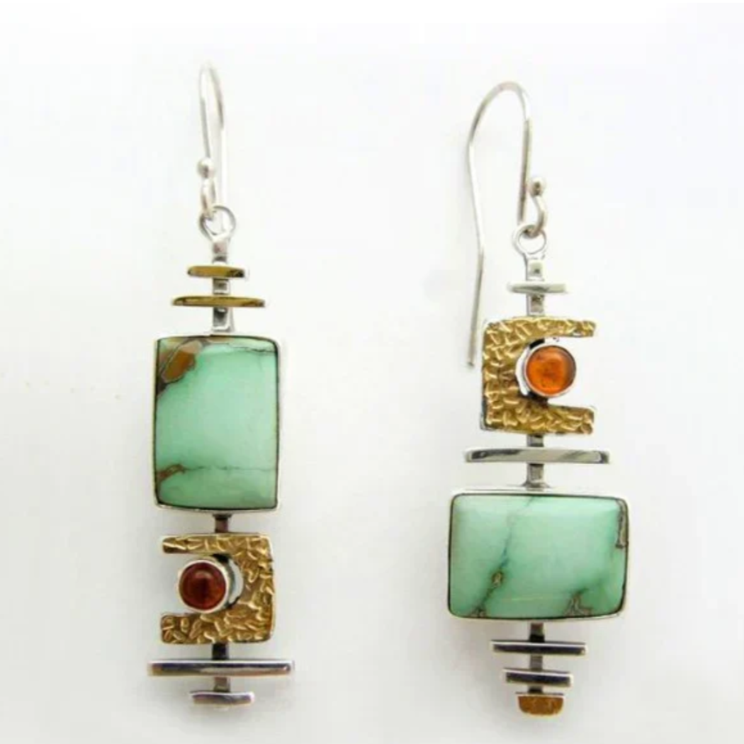 BOHO EARRINGS WITH EMERALD SILVER