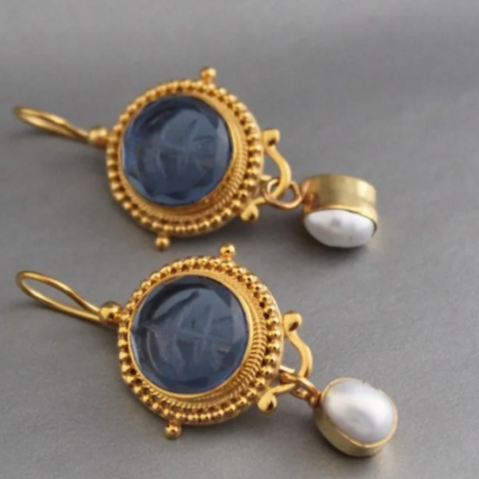 VINTAGE ZIRCONIA PEARL EARRINGS