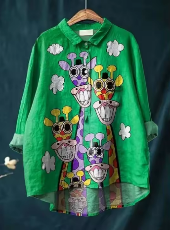 Clara | Colorful blouse with giraffe print