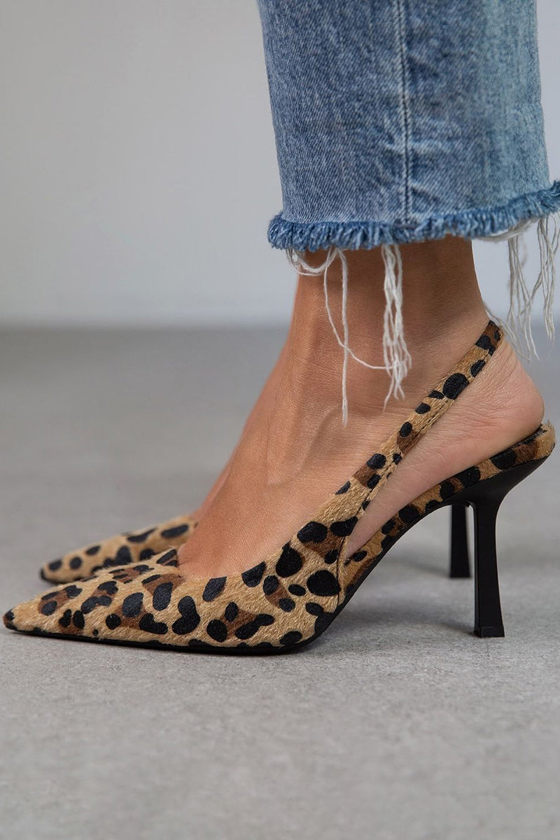 Elsie | Khaki leopard print pointed toe heels