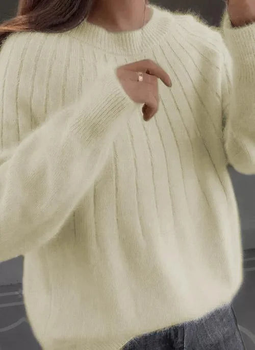 Shereen | Round Neck Fluffy Sweater