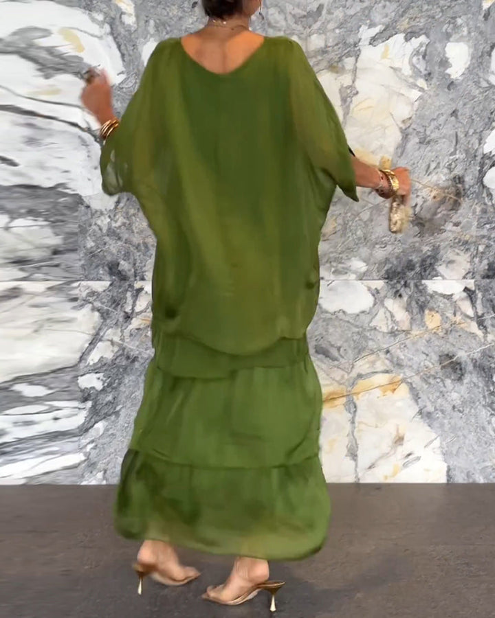 Morgan | Layered Green Maxi Dress
