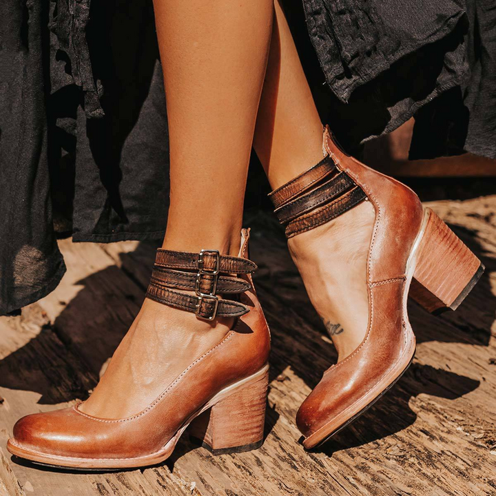 Aria | Multi-Strap Heels with Thick Heel