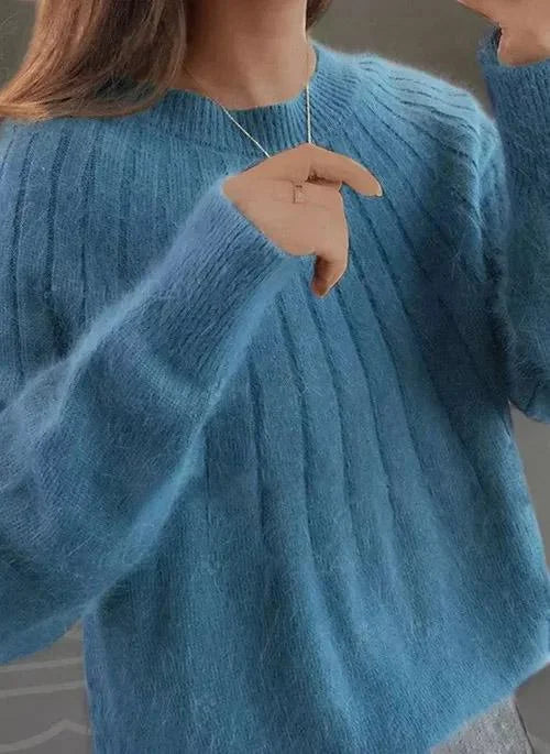 Shereen | Round Neck Fluffy Sweater