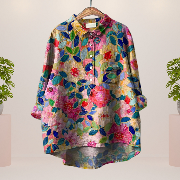 Freya | Playful shirt with dog motif and button closure