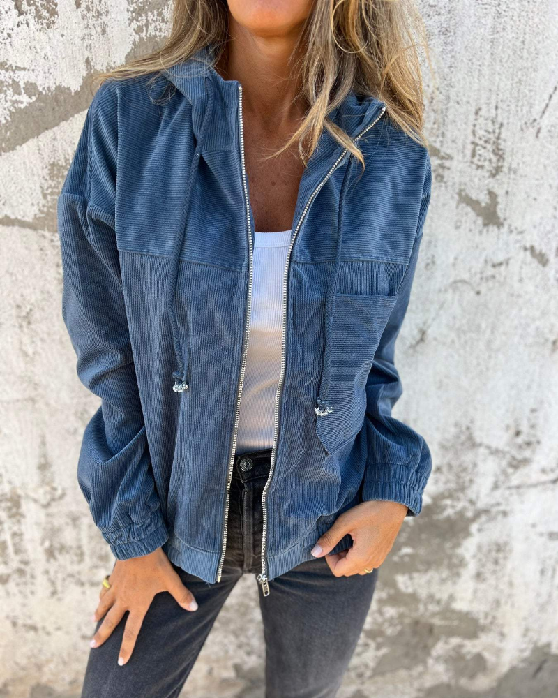 Jenny | SPRING Corduroy Hooded Jacket with Zipper