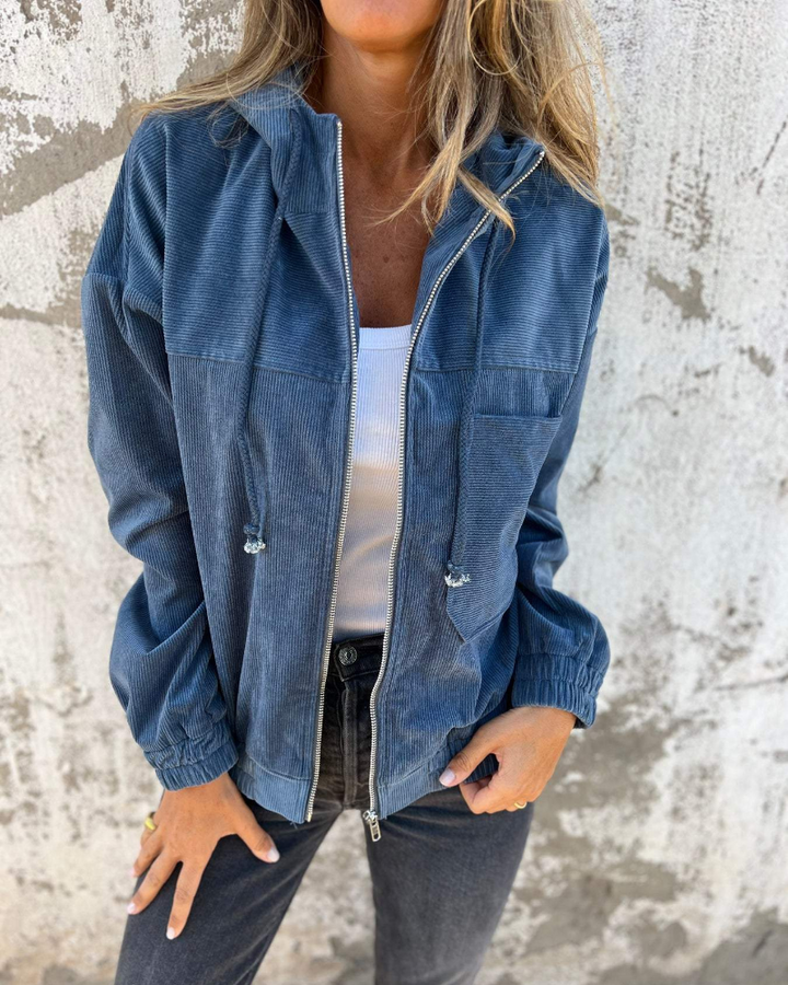 Jenny | SPRING Corduroy Hooded Jacket with Zipper