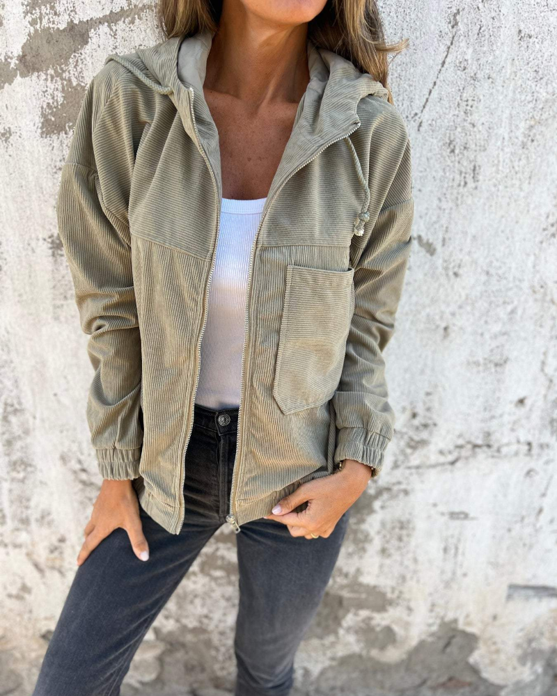Jenny | SPRING Corduroy Hooded Jacket with Zipper
