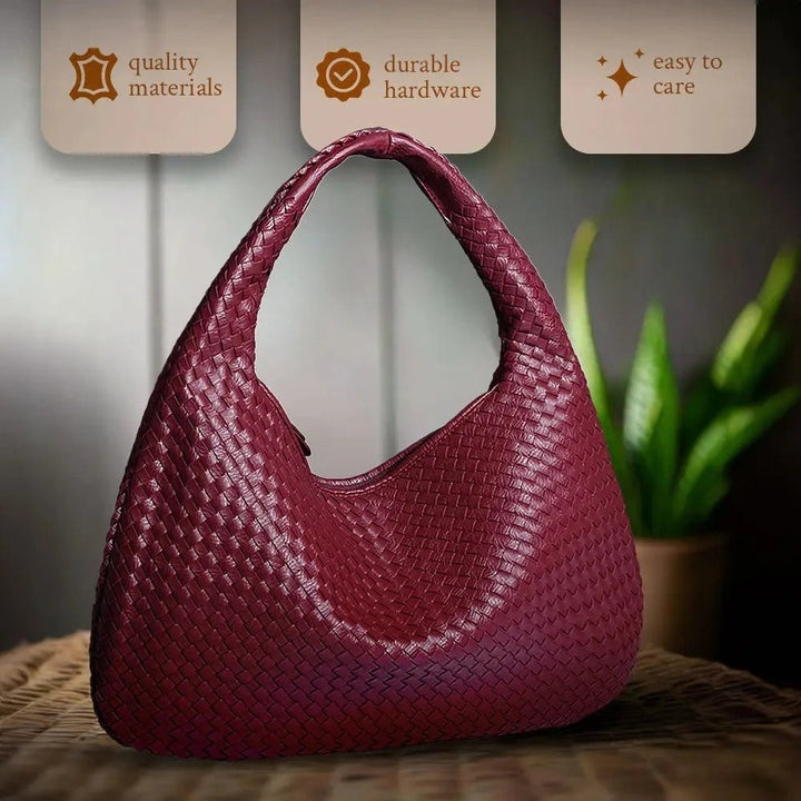 Tessa | Elegant PU Leather Woven Tote Bag