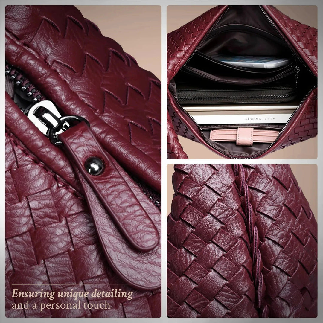 Tessa | Elegant PU Leather Woven Tote Bag
