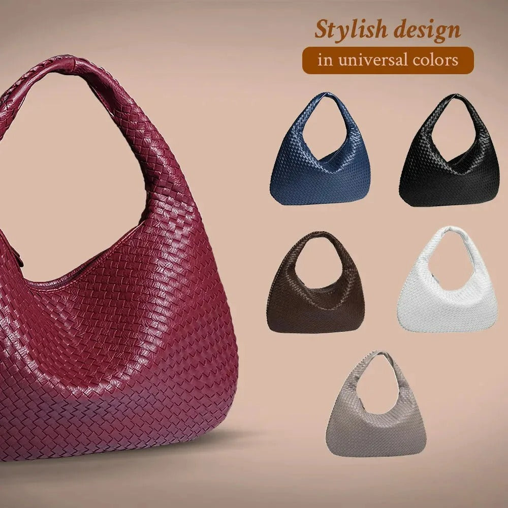 Tessa | Elegant PU Leather Woven Tote Bag