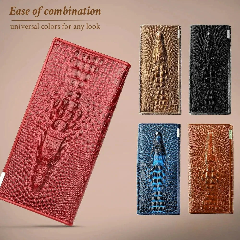 Caroline | Luxury Crocodile-Embossed Leather Wallet for Women