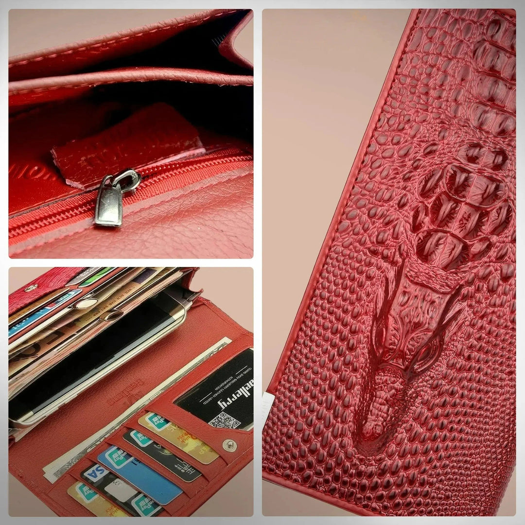 Caroline | Luxury Crocodile-Embossed Leather Wallet for Women