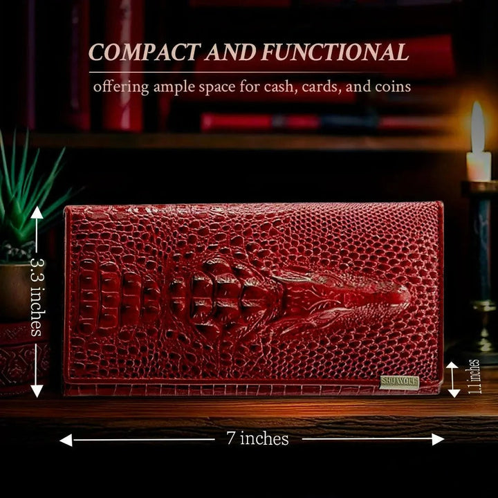 Caroline | Luxury Crocodile-Embossed Leather Wallet for Women