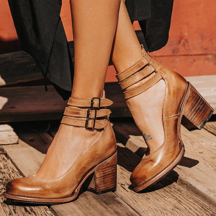 Aria | Multi-Strap Heels with Thick Heel