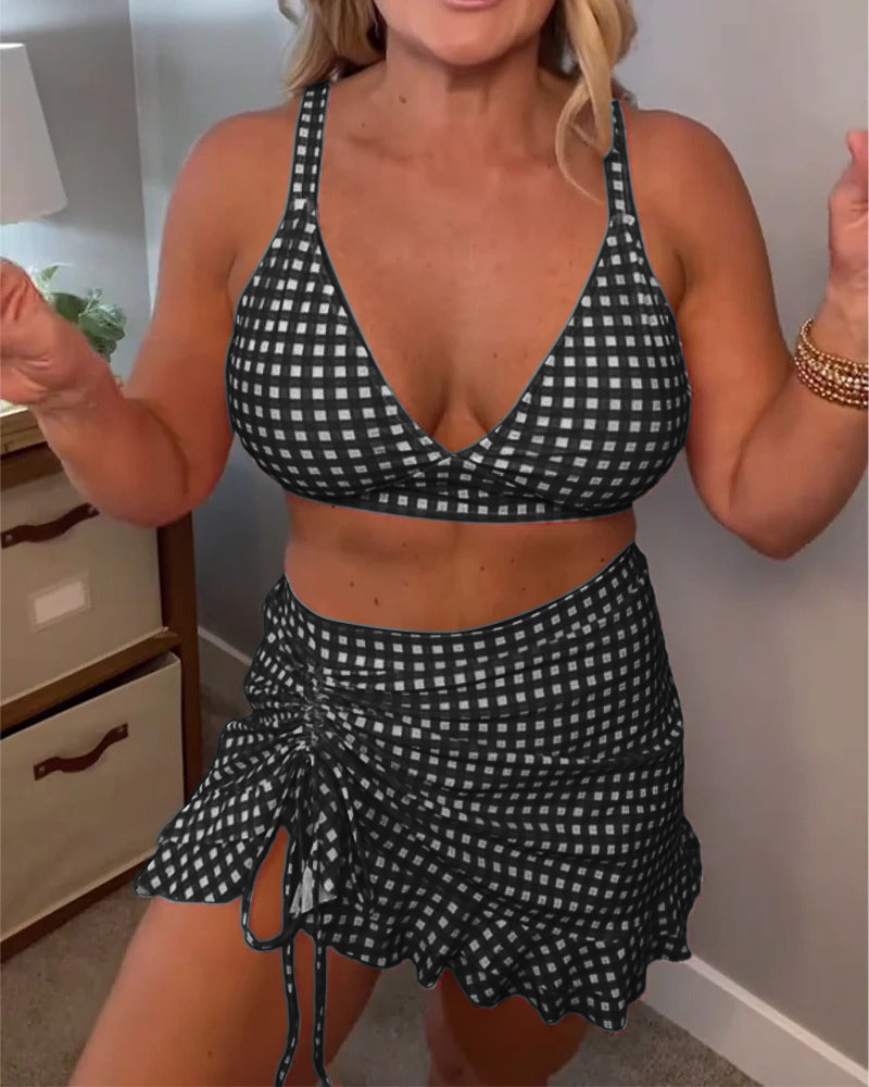 Ava | Checkered Strap Bikini Set