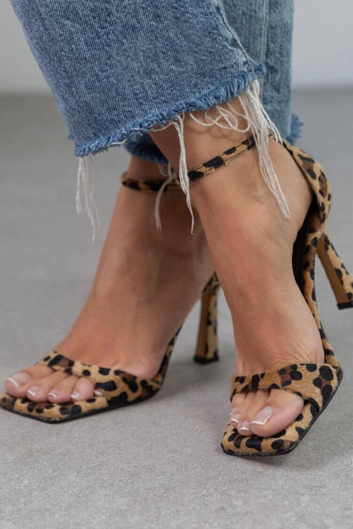 Zoe | High Heeled Sandals with Animal Print