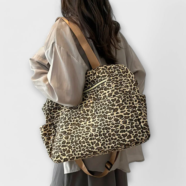 Leopard Print Canvas Crossbody Bag