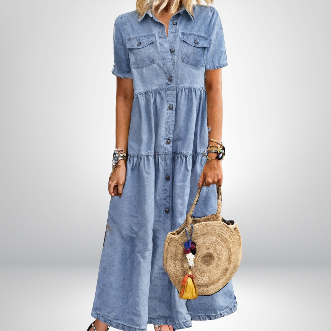Evie | Soft Denim Dress with Buttons