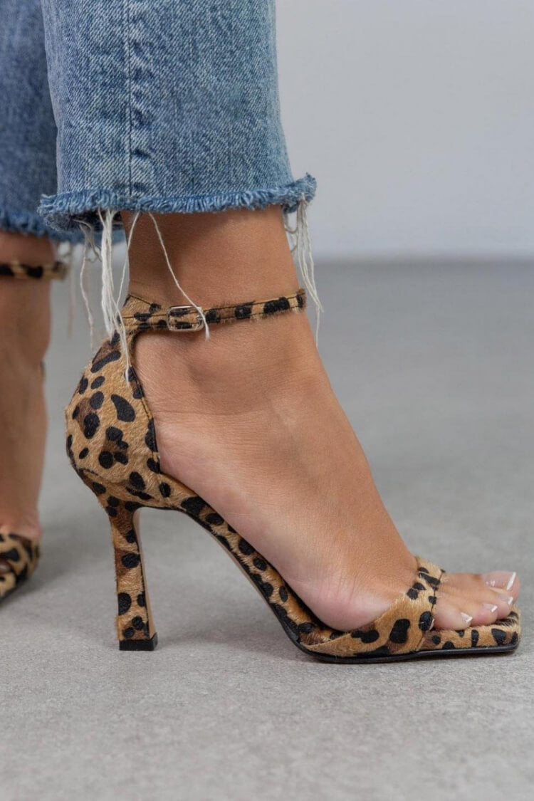 Zoe | High Heeled Sandals with Animal Print