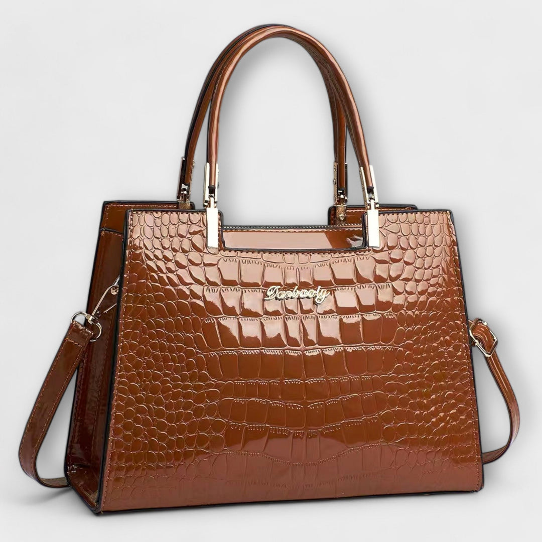 Janne | Glossy Croc Patterned Handbag