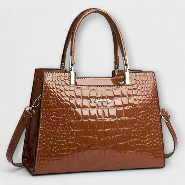 Janne | Glossy Croc Patterned Handbag