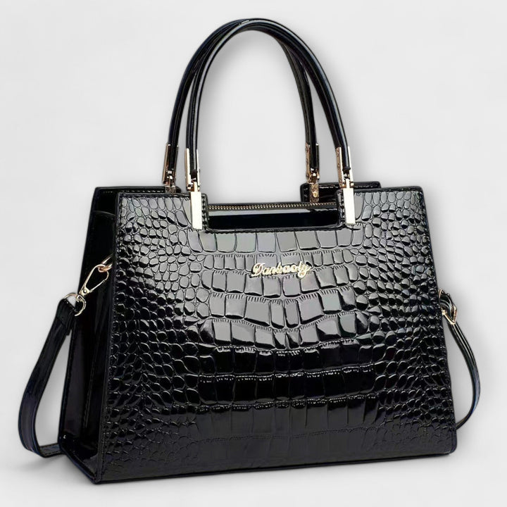 Janne | Glossy Croc Patterned Handbag
