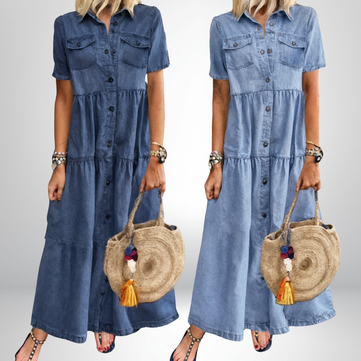 Evie | Soft Denim Dress with Buttons