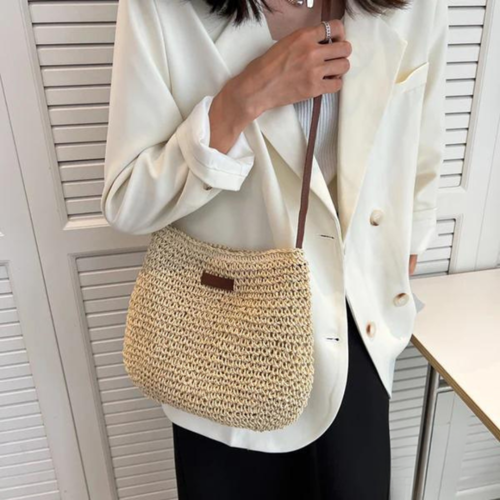 Mary | Retro Straw Sling Crossbody Bag