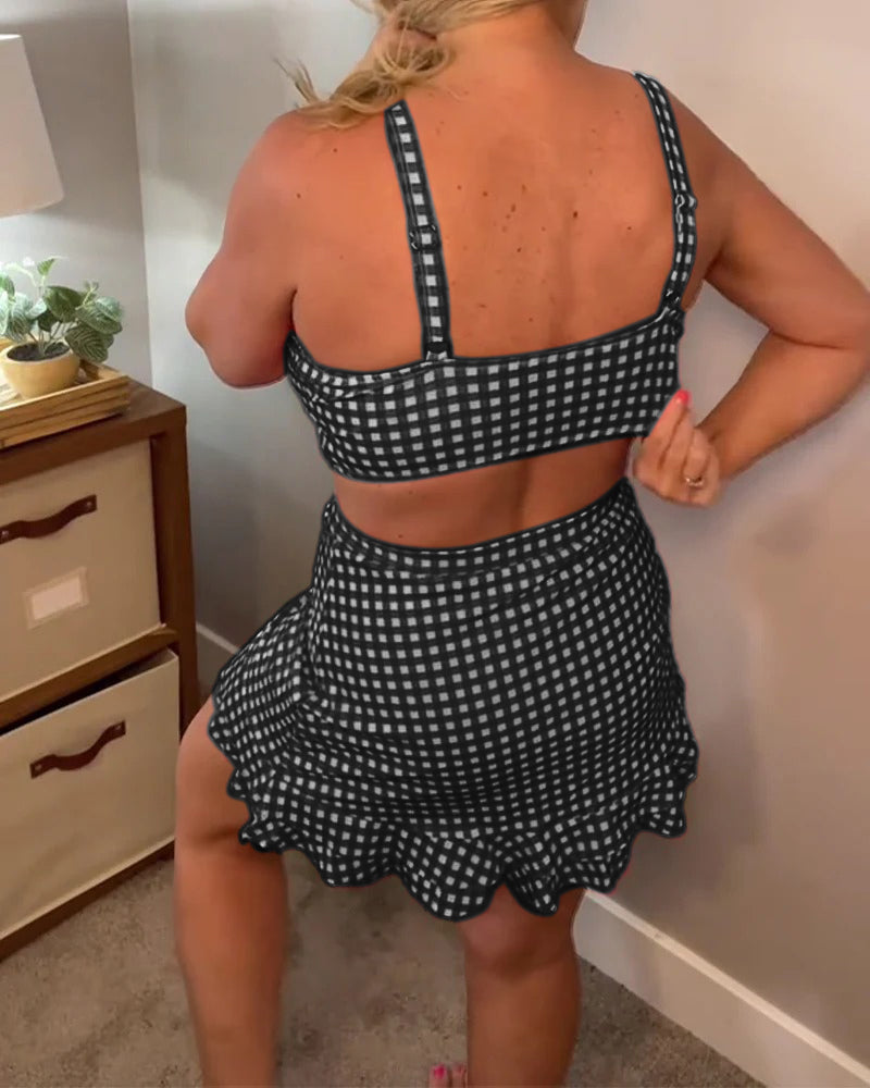 Ava | Checkered Strap Bikini Set