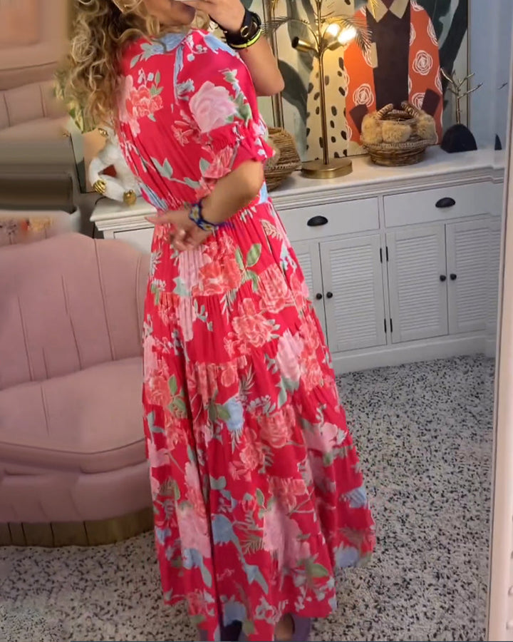 Sharon | Floral Print V-neck Pocket Dress