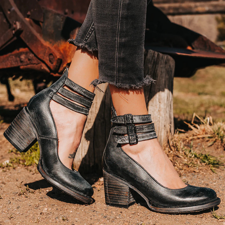 Aria | Multi-Strap Heels with Thick Heel