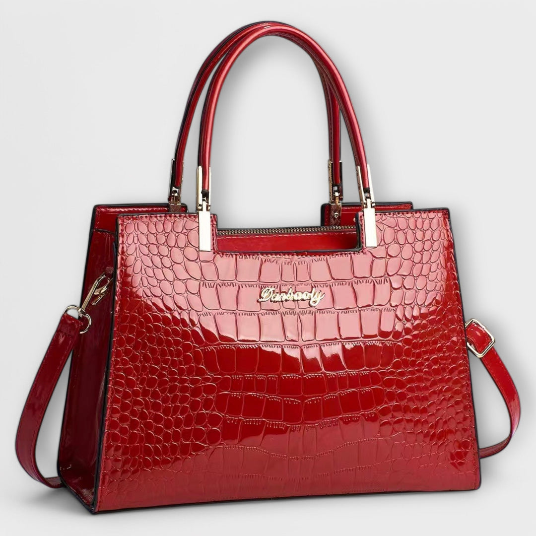 Janne | Glossy Croc Patterned Handbag