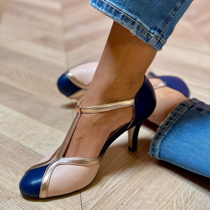 Ayla | Colorful and Comfortable T-strap Heels with Round Toe
