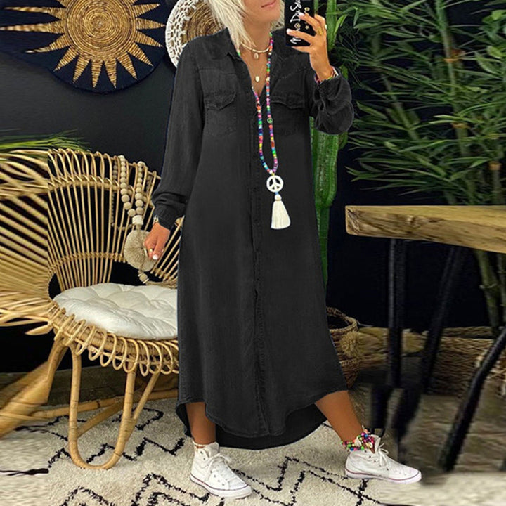 Ella | Long Sleeve Maxi Dress in Denim