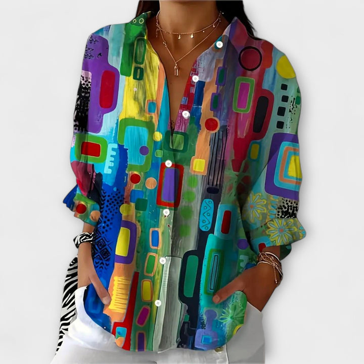 Lona | Abstract Button-Up Blouse
