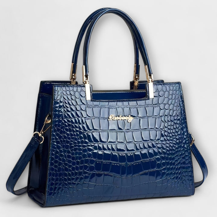 Janne | Glossy Croc Patterned Handbag