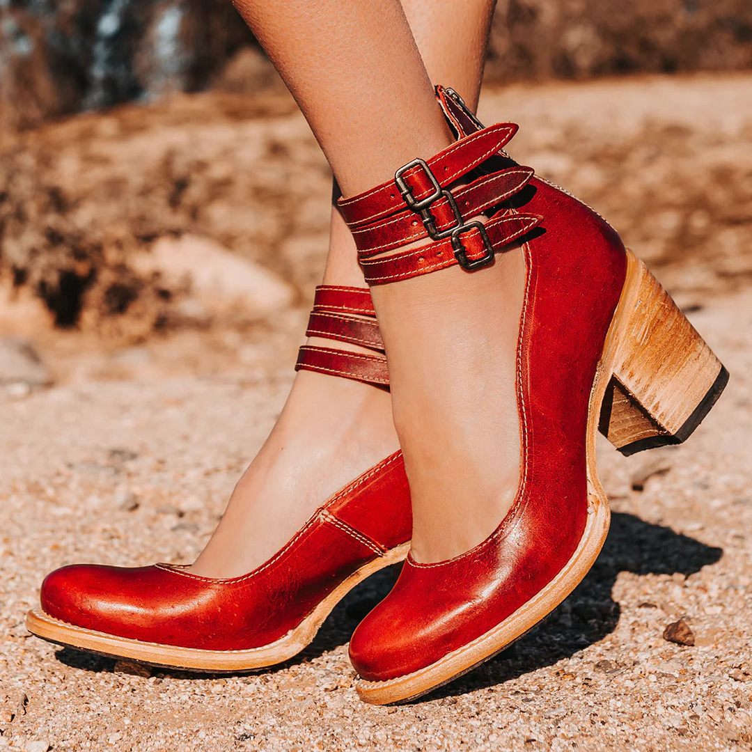 Aria | Multi-Strap Heels with Thick Heel
