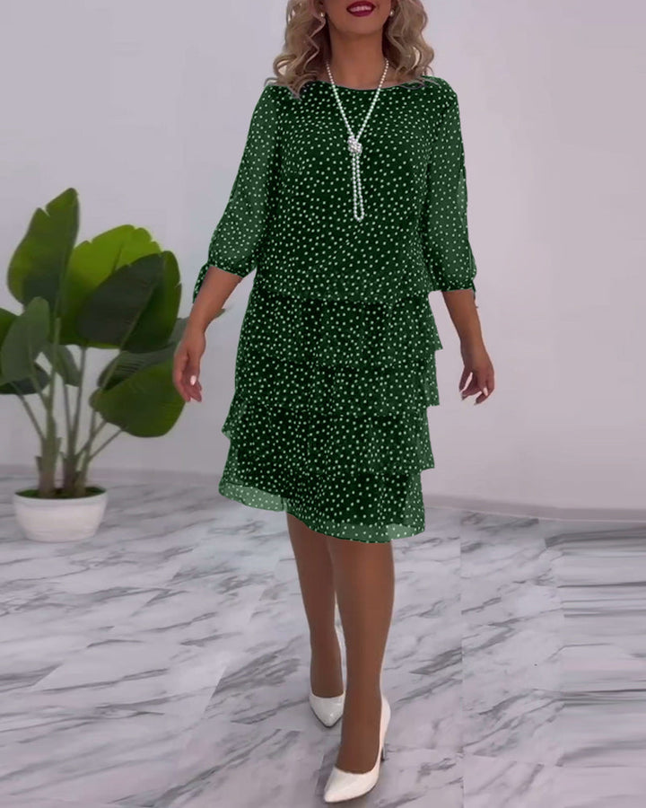 Eralyn | Polka Tiered Dress With Tie-Slit Sleeves