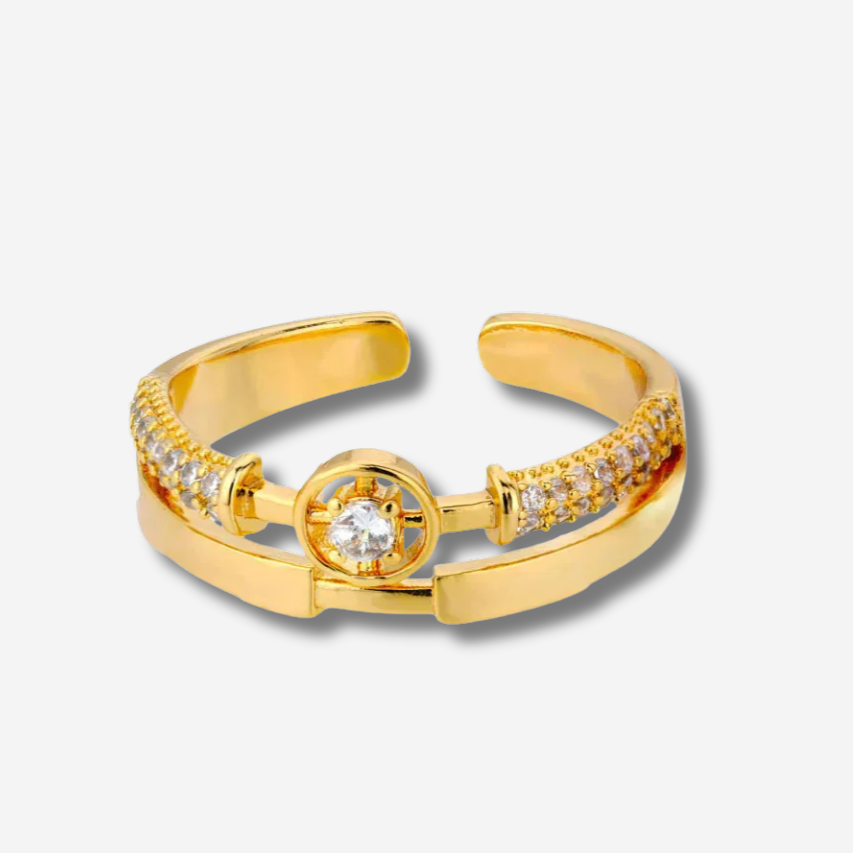 DAISY ADJUSTABLE STAR RING IN GOLD ZIRCON