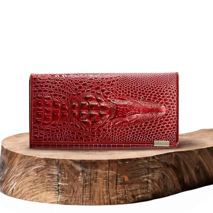 Caroline | Luxury Crocodile-Embossed Leather Wallet for Women