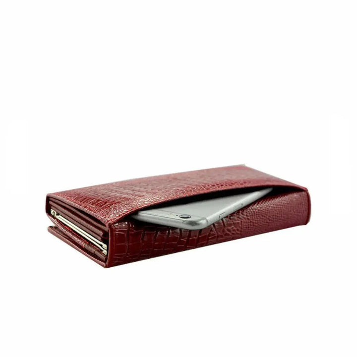 Caroline | Luxury Crocodile-Embossed Leather Wallet for Women
