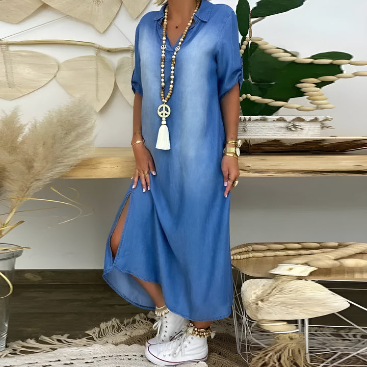 Sofia | Denim Dress with V-Neck