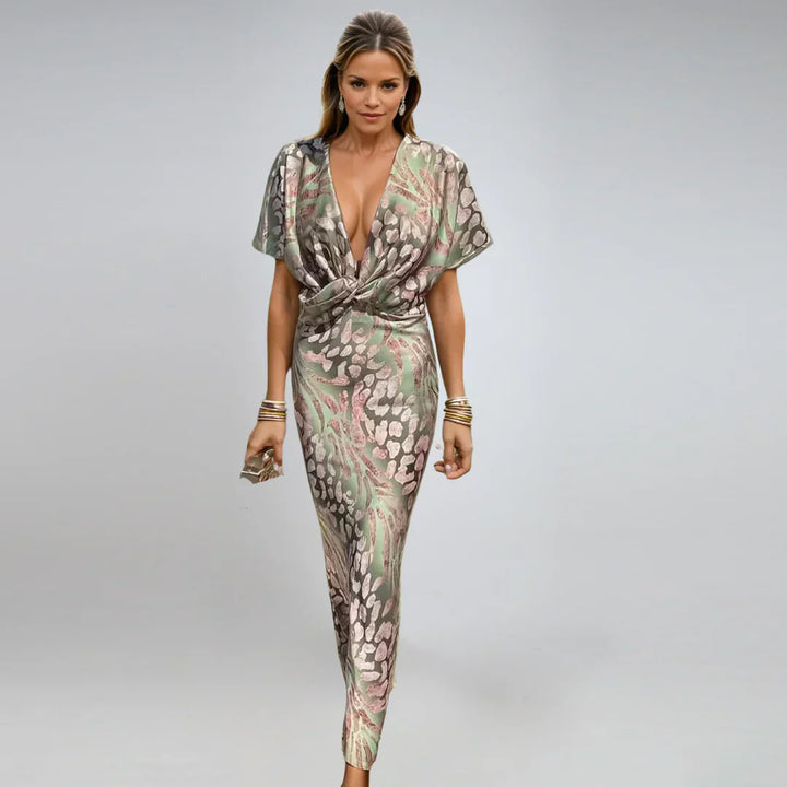 Kelsey | Long Dress with V-Neck and Twisted Finish
