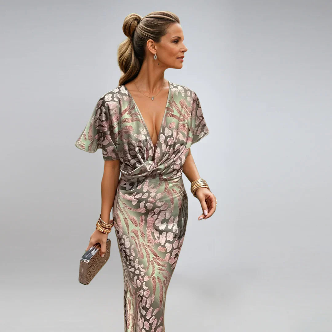 Kelsey | Long Dress with V-Neck and Twisted Finish