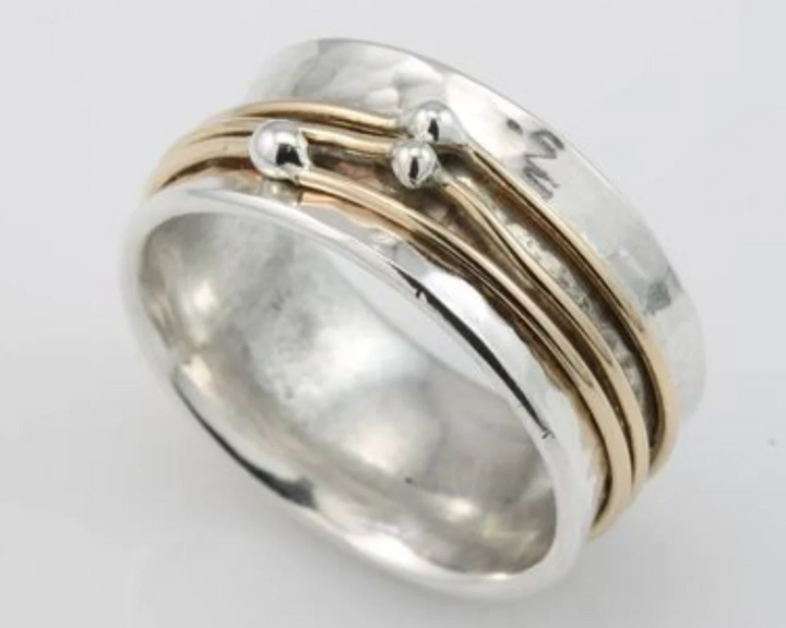 SHINE VINTAGE GOLD LAYERED SILVER RING