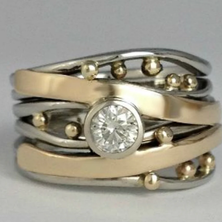 VINTAGE GOLD INLAID ZIRCONIA RING